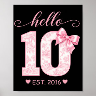 Hallo 10. Geburtstag Rosa Hallo 10 Benutzerdefin Poster