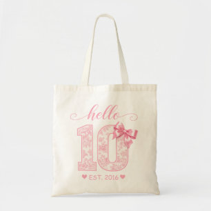 Hallo 10. Geburtstag Rosa Hallo 10 Benutzerdefin Tragetasche
