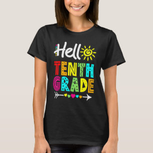 Hallo 10. Klasse Spaß zurück zum Schullehrer T-Shirt