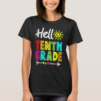 Hallo 10. Klasse Spaß zurück zum Schullehrer T-Shirt