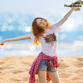 Hallo 13 Tropisch Vintag Retro Sommer Geburtstag T-Shirt