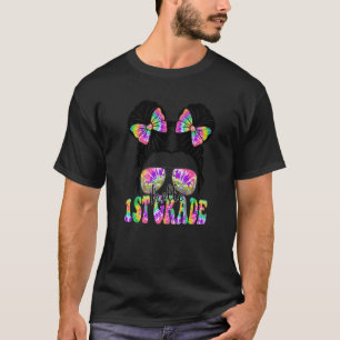 Hallo 1. erste Klasse Messy Bun Back to School Kra T-Shirt