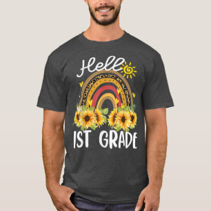 Hallo 1. Grade Funny Boho Rainbow Sonnenblume Teac T-Shirt