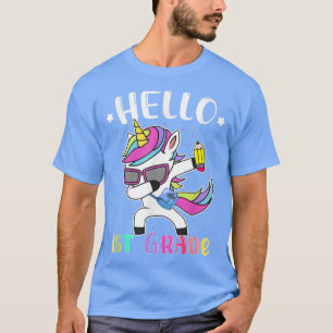 Hallo 1. Klasse Dabbing Einhorn Zurück zur Schule  T-Shirt
