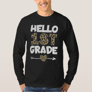 Hallo 1. Klasse Leopardendruck Lehrer der ersten K T-Shirt
