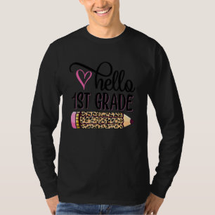 Hallo 1. Klasse rosa Leopardenstift zurück nach Sc T-Shirt