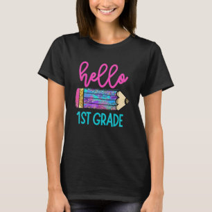 Hallo 1. Klasse Stift Kinder zurück zur Gefärbte K T-Shirt