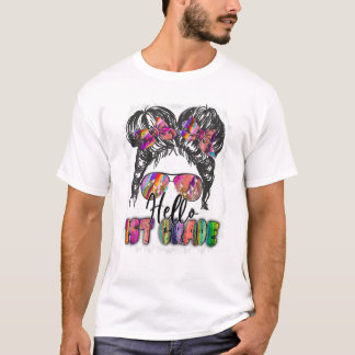 Hallo 1. Klasse Unordentlicher Haarknoten T-Shirt