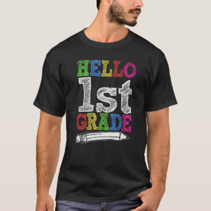 Hallo 1. Klasse zurück in die Schule Erster Tag Ki T-Shirt