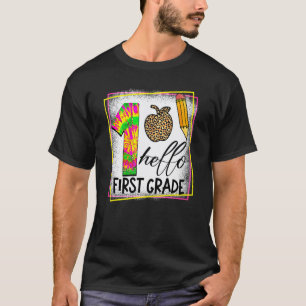 Hallo 1. Klasse Zurück zur Schule Lehrer der erste T-Shirt