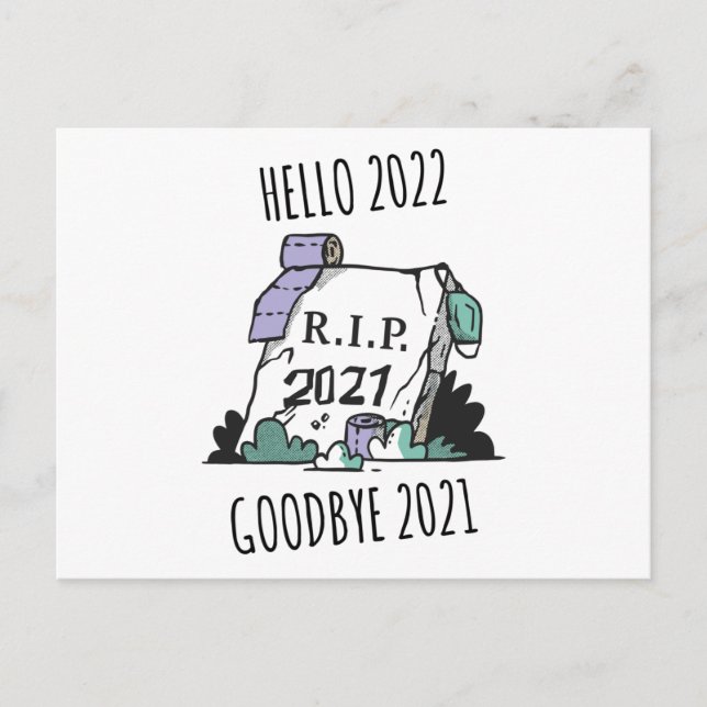Hallo 2022 Auf Wiedersehen 2021 Erholung in Peace  Postkarte (Vorderseite)