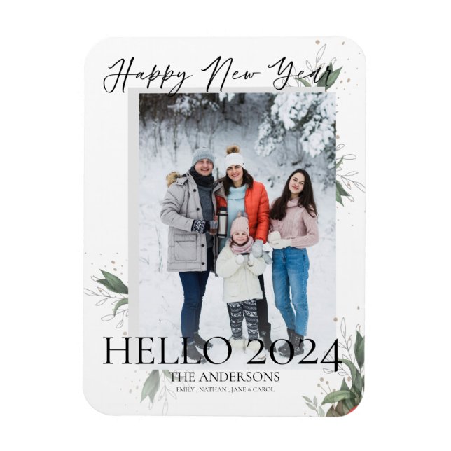 Hallo 2022 Elegant Floral Script glücklich Neues J Magnet (Vertikal)
