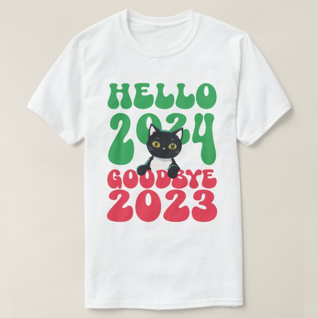 Hallo 2024 Auf Wiedersehen 2023 T-Shirt (Design vorne)