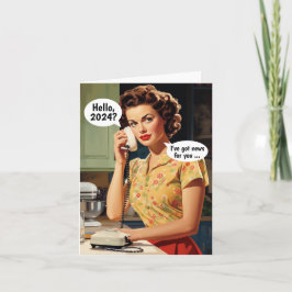 Hallo, 2024: Got News für Sie Retro Neujahr Karte