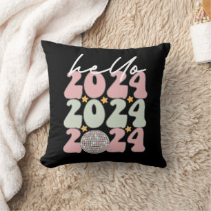 Hallo 2024 Groovy Frohes Neues Jahr Weihnachten Kissen