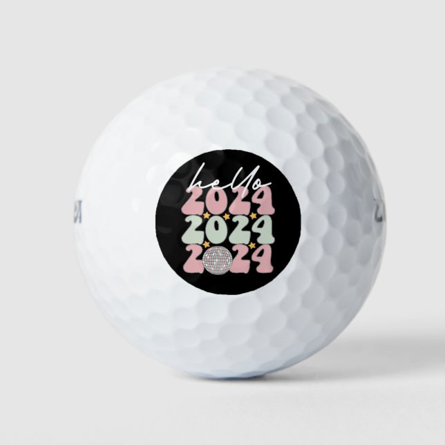 Hallo 2024 Groovy Happy New Year Christmas Golfball (Vorderseite)