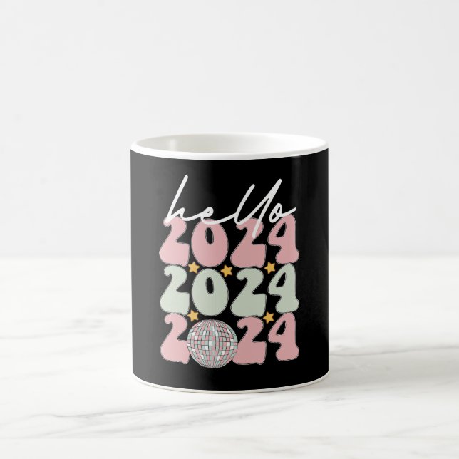 Hallo 2024 Groovy Happy New Year Christmas Kaffeetasse (Mittel)