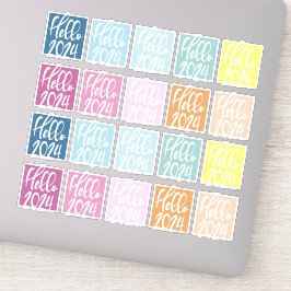 Hallo 2024 Rechtecke Vollfarbig Aufkleber