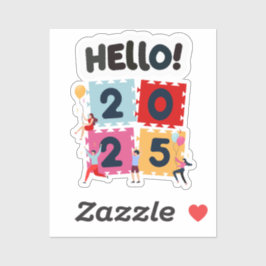Hallo 2025 Frohes neues Jahr Neue Jahre Aufkleber