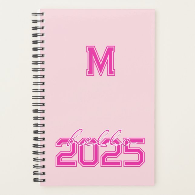 Hallo 2025 Monogramed Pink Planer (Vorderseite)
