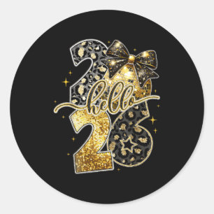 Hallo 2026 Coquette Schleife Leopard Silvester Par Runder Aufkleber