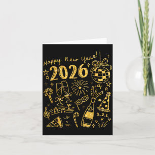 Hallo 2026 Disco-Kugel Kokette Schleife Frohes Neu Karte