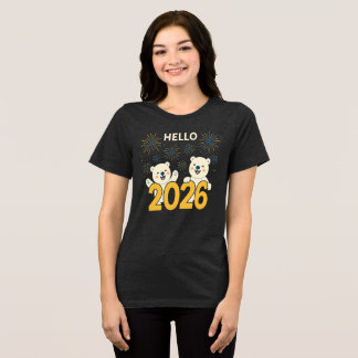 Hallo 2026 Eisbären Damen Neujahrs-T-Shirt Tri-Blend Shirt
