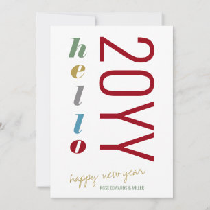 Hallo 2026 Farbige, kühne Typografie Neues Jahr Feiertagskarte