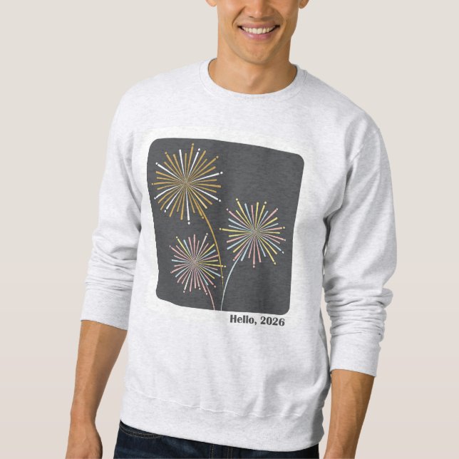 Hallo 2026 Feuerwerk-Feier Sweatshirt (Vorderseite)