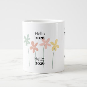 Hallo 2026 Florales Neujahr-Kaffeetasse Jumbo-Tasse