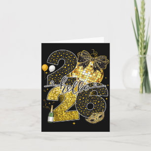 Hallo 2026 Frohes Neues Jahr Disco-Kugel Nye Count Karte