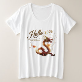 Hallo 2026 Goldener Drache Übergrößen T-Shirt für