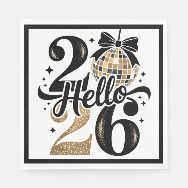 Hallo 2026 Neujahr Serviette (Vorderseite)