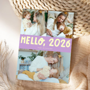 Hallo 2026 Typografie Lemon Wisteria Foto Feiertagskarte