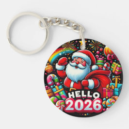 Hallo 2026 Weihnachtsmann Weihnachten Benutzerdefi Schlüsselanhänger