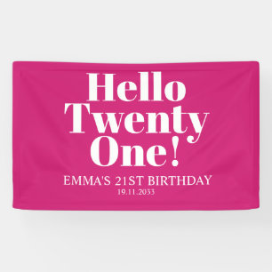 Hallo 21 Hot Pink 21. Geburtstag Party Banner