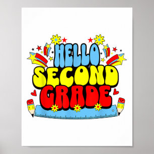 Hallo 2. Klasse 1. Tag des Schuljahres Element Poster