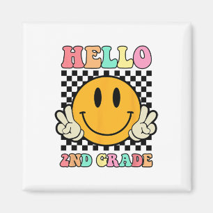 Hallo 2. Klasse Hippie Smile Gesicht Ck Zur Schule Magnet