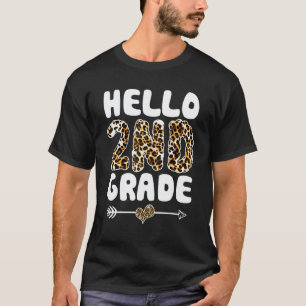 Hallo 2. Klasse Leopardendruck Erste Klasse Lehrer T-Shirt