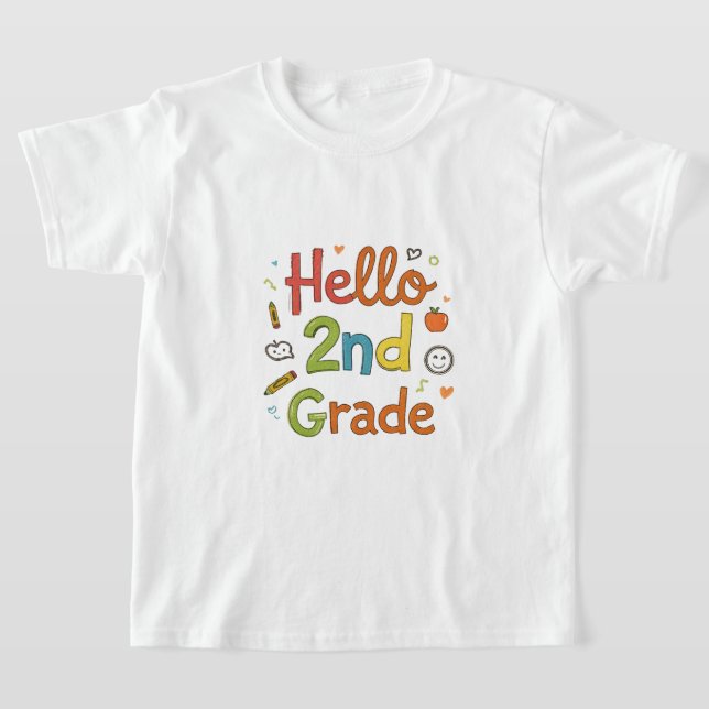 Hallo 2. Klasse | Niedliche Doodle Art für Back 2  T-Shirt (Ablage )
