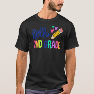 Hallo 2. Klasse Zurück zur Schule Lehrer der zweit T-Shirt