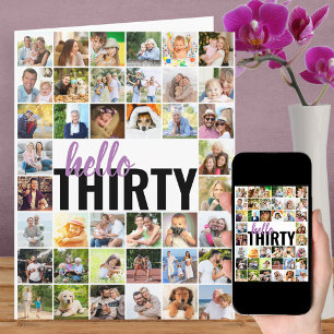 Hallo 30 Editierbare große Foto-Collage-Geburtstag Karte