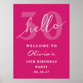 Hallo 30 kühne Typografie Hot Pink Geburtstag Will Poster