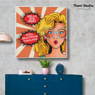 Hallo 30er Frau Vintage Retro 90er Lustiger Geburt Poster