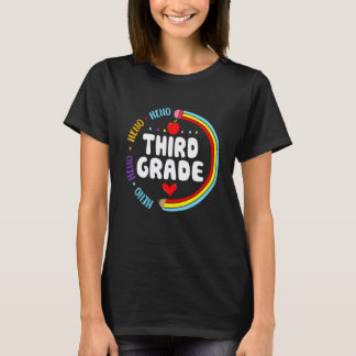 Hallo 3. Klasse Bleistift Lehrer Und Schüler Zurüc T-Shirt