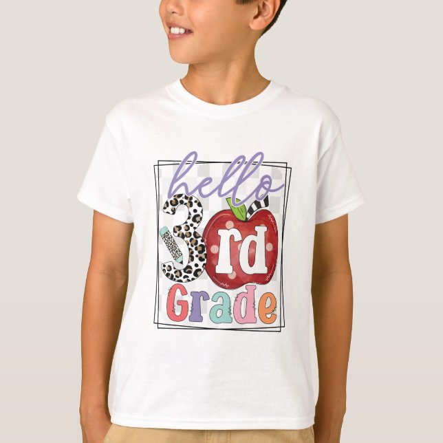 Hallo 3. Klasse, Junge oder Mädchen T-Shirt (Vorderseite)