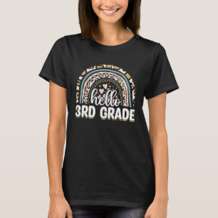 Hallo 3. Klasse Lehrer Leopard Regenbogen Zurück z T-Shirt
