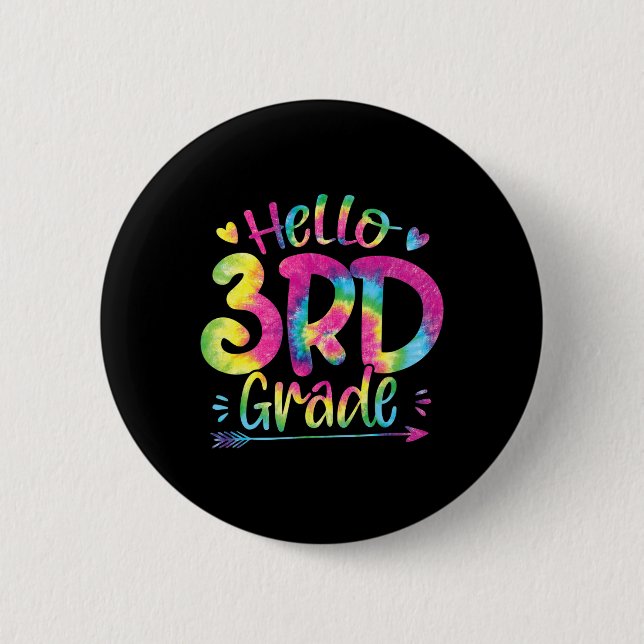 Hallo 3. Klasse Lehrer Schüler Gefärbte Krawatte z Button (Vorderseite)