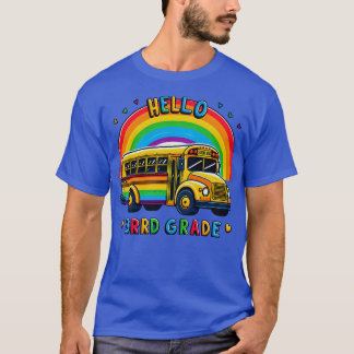 Hallo 3. Klasse Regenbogen-Leopard Zurück zur Schu T-Shirt