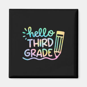 Hallo 3. Klasse Tie Dye Lehrer Kinder Zurück Zur S Magnet